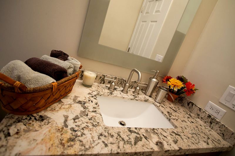 Granite Bathroom Counter top with Tile backsplash installed in Phoenix